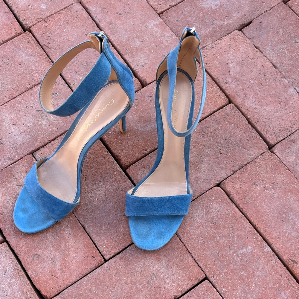 Gianvito Rossi Blue Suede Heels